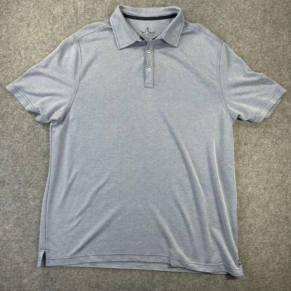 Nat Nast Polo Shirt Mens XL Blue Rayon Blend Golf Casual Short Sleeve Knit